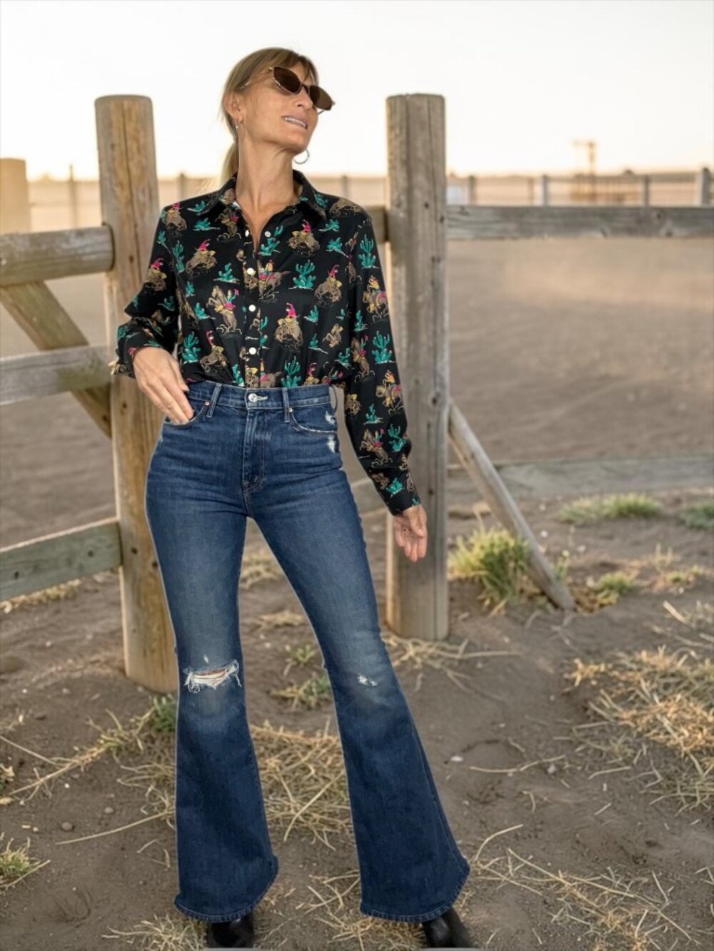 Sterling Kreek Western Shirt S Black Ride On Rodeo Snap Front Cowgirl